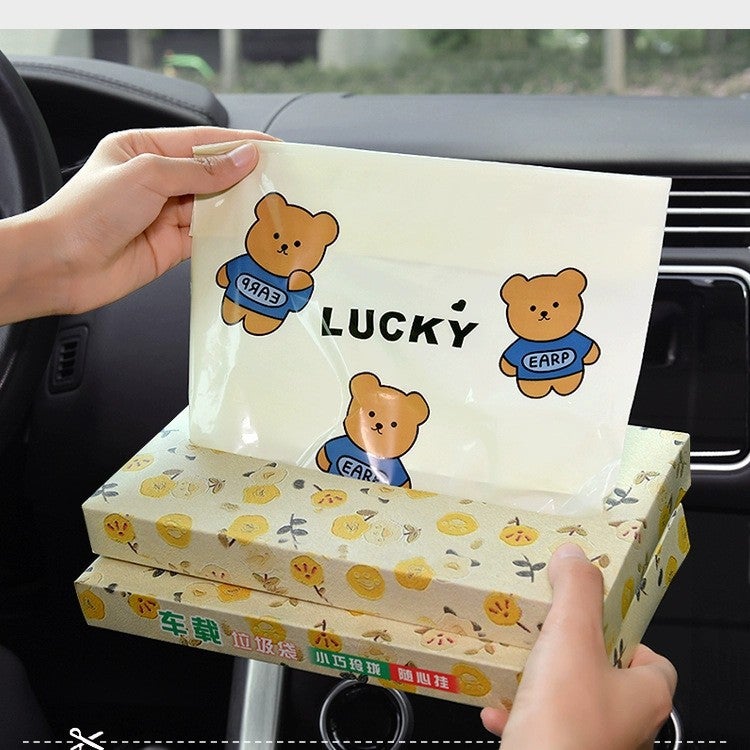 Non-Marking Bear Car Garbage Bag Adhesive Car Trash Can Foldable Car Interior Storage - Image 2